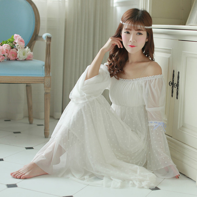 Retro Royal Princess Nightdress Soft Lace Guaze Nightgowns Vintage Double Layer Sexy Elegant Lady Long Sleeping Dress - Image 4