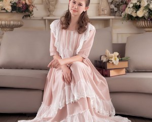 2020  New Fashion Women Sleepwear  Lace Cotton Nightdress Lady Nightgown Women Sweet  Princess Night Wear Vintage Dress