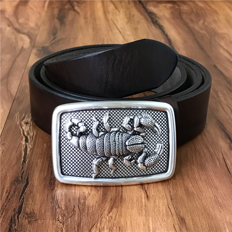 TOP Quality 3D Scorpion Belt Buckle Super Thick Genuine Leather Luxury Cowboy Belt Wide Ceinture Homme Cinturones Hombre MBT0478 - Image 5