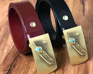 Designer Belts Men High Quality Feather Brass Belt Buckle Luxury Genuine Leather Men Belt Ceinture Homme Cowboy Jeans MBT0485