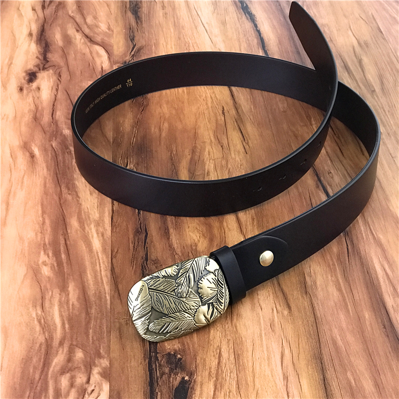 Mens Belts Luxury Brass Vintage Belt Buckle Genuine Leather Men Belt Ceinture Homme Male Belt Cinturones Hombre Jeans MBT0453 - Image 7