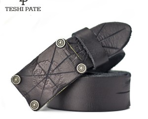 TESHI PATE Top cowhide Men's Retro Handmade First Layer Of Leather  New 2020 Casual Smooth Buckle  Belt
