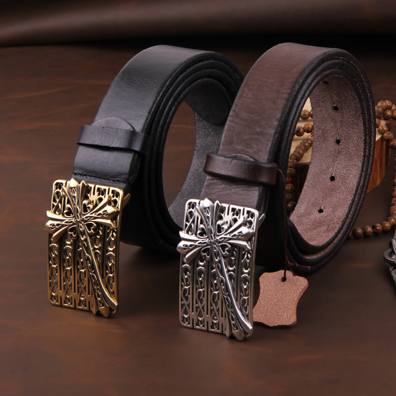 Mens Belts Luxury Men Belt Genuine Leather Vintage Belt Men brand Cross Belt Buckle Ceinture Homme Cinturones Hombre MBT0338 - Image 4