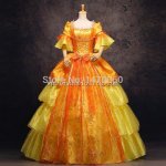17 18th Century Marie Antoinette Gold Royal Court Embroidery Layered Dress Victorian Ball Gown  Dress