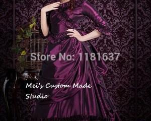 Custom Made Masquerade Costume Mina Dracula Victorian Bustle Gown Purple Color Lower Price Version Custom/Period Dress