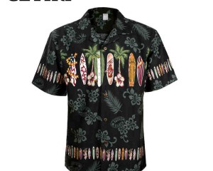 Men's Hawaiian Shirt Brand Beach Shirt Palm Surfboard Fancy Dress Shirts For Men Cotton Plus Size Chemise Homme Camisa Palmeiras
