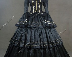 Custom Made-Civil War Victorian Brocade Ball Gown Period Dress Stage Theatre Reenactment  Dress