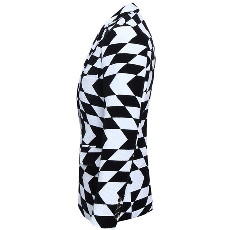 Men Jacquard Blazer Suit High Quality Slim Fit Suits Brand Jacket Casual Black White Cotton Business Party Dress Blazer F2296 - Image 4