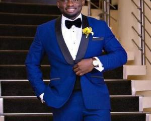 Royal BLue Men Slim Fit Suits dress Gentleman wedding Blazer Showal collar wedding suits for men classic groom tuxedos