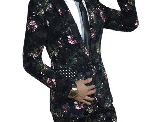 Men Casual Blazer Flower Suits+pant Fashion Slim Fit Male Dress Suit Wedding Suits Stage Clothing Homme Plus Size M-5XL