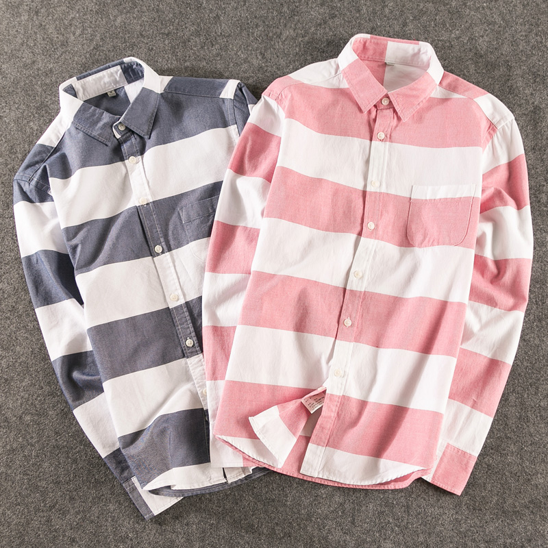 Pink plaid shirts men striped casual turn down collar shirts slim fit long sleeve mens dress shirts M-5XL - Image 4