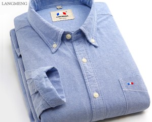 Langmeng 100% cotton free shipping striped shirt men long sleeve 2020 spring casual shirts oxford dress shirts camisa masculina