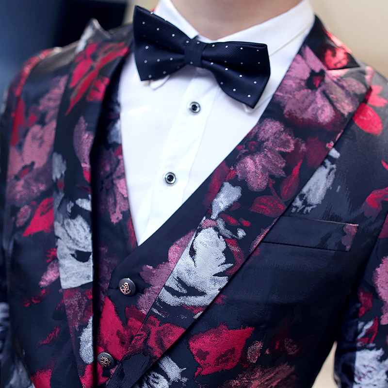 2020 New arrival spring Men printed club Suits Slim Custom Fit Tuxedo Fashion Business Dress Wedding Suits Blazer TZ53 3 color - Image 4