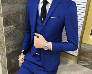 XMY3DWX Men Suits One Buckle Brand Suits Jacket Formal Dress Men Suit Set Men Wedding Suits Groom Tuxedos (Jacket+Pants+Vest)