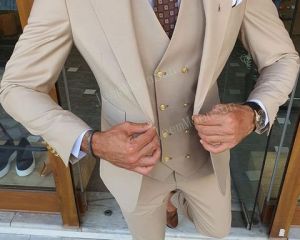 3 Pieces New White Men's Suit 2022 Peak Lapel Slim Fit Casual Tuxedos Groom Tailor Made Terno Masculino (Blazer+Pants+Vest)