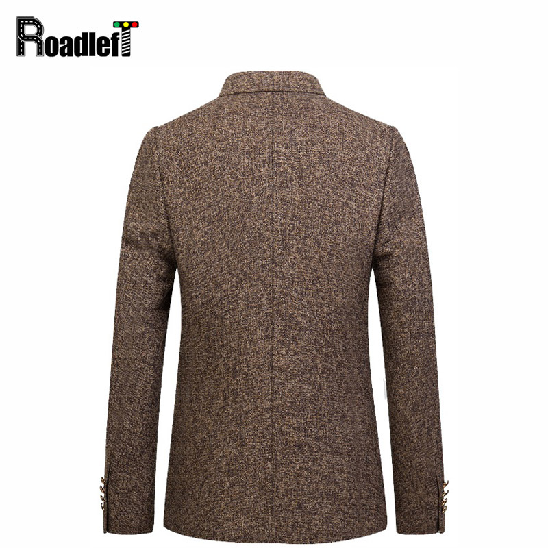 Male woolen blended fabrics slim fit blazer Mens brand clothing suit jacket Men wedding dress suit champagne tuxedo - Image 3