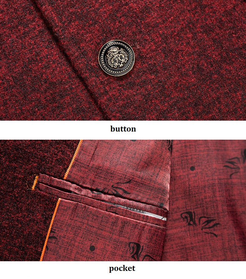 Male woolen blended fabrics slim fit blazer Mens brand clothing suit jacket Men wedding dress suit champagne tuxedo - Image 6