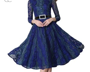 ElaCentelha Brand Dress Summer Women Hihg Quality Lace Hollow Out Contrast Color Dress Casual Full Sleeve Women's Long Dresses