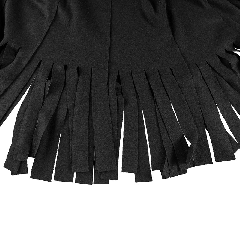 Outline Black Wool Dress Women Spring Plus Size Patchwork Black Dresses Casual Loose Full Sleeve Tassel Dark Red Dress L164Y002 - Image 7