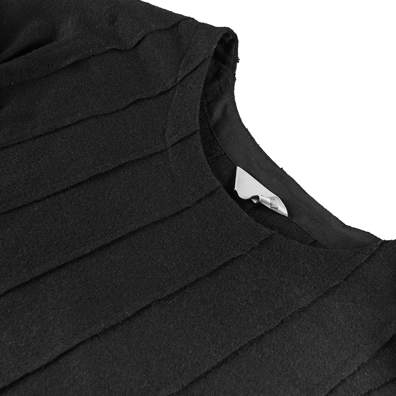 Outline Black Wool Dress Women Spring Plus Size Patchwork Black Dresses Casual Loose Full Sleeve Tassel Dark Red Dress L164Y002 - Image 6