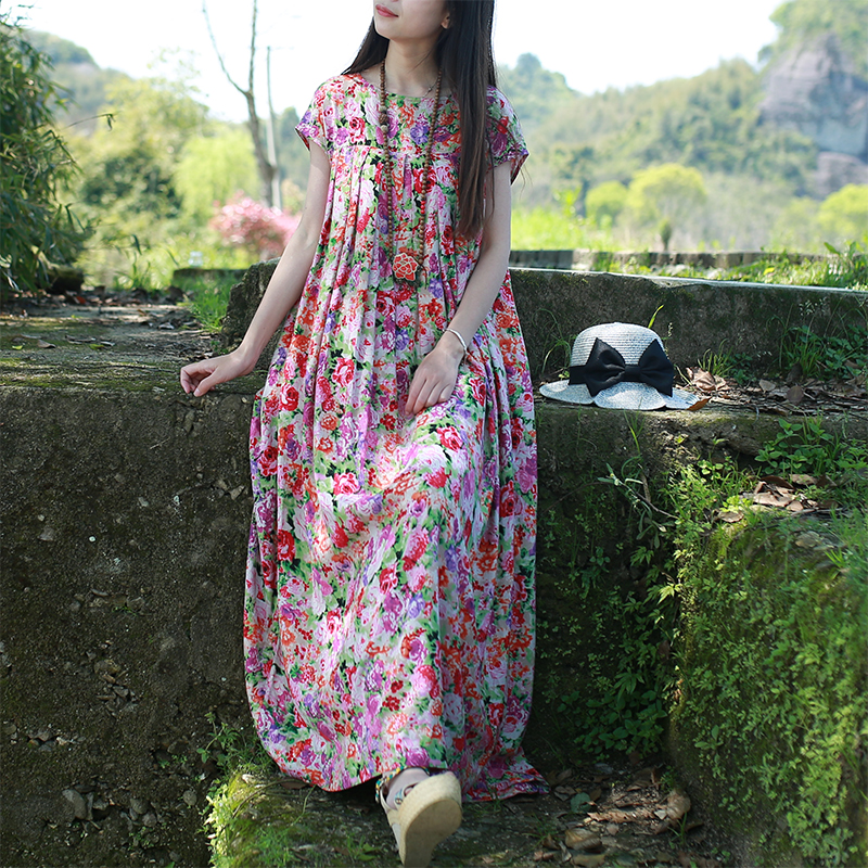 Short Sleeve Summer Dress 2020 Pregnant Women Maxi Long Dresses Colorful Floral Sundress Irregular Boho Beach Dress Robe Femme - Image 3