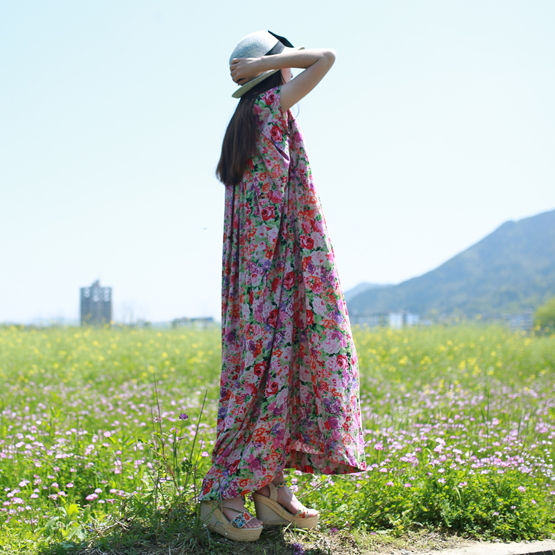 Short Sleeve Summer Dress 2020 Pregnant Women Maxi Long Dresses Colorful Floral Sundress Irregular Boho Beach Dress Robe Femme - Image 4