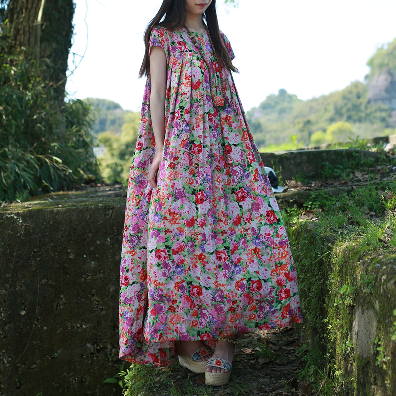 Short Sleeve Summer Dress 2020 Pregnant Women Maxi Long Dresses Colorful Floral Sundress Irregular Boho Beach Dress Robe Femme - Image 5