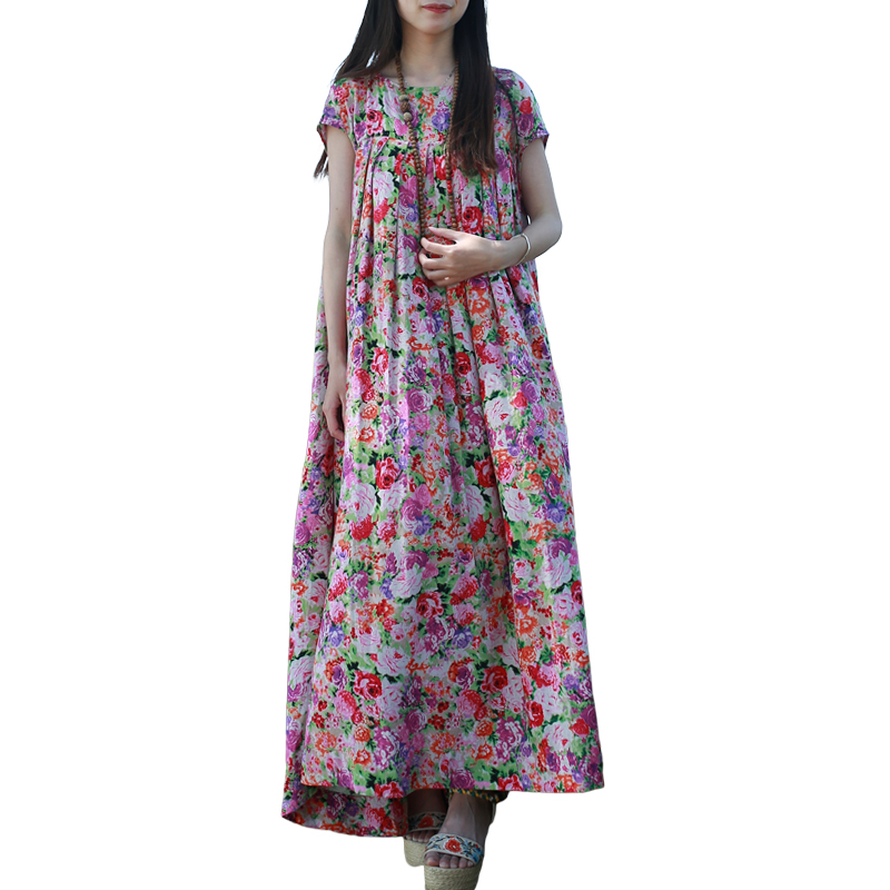 Short Sleeve Summer Dress 2020 Pregnant Women Maxi Long Dresses Colorful Floral Sundress Irregular Boho Beach Dress Robe Femme