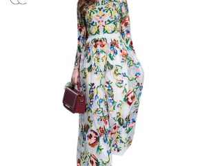 ElaCentelha Women Dress High-End Long Sleeve Empire Waist Party Maxi Dresses Vestidos Ladies Chic Embroidery Long Dresses