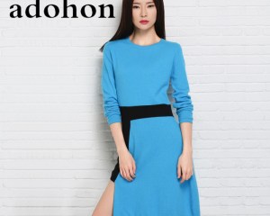adohon 2020 womens winter Cashmere sweaters and auntmun women knitted Dresses High Quality Warm Female thickening Asymmetrical