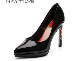 Women's Pumps 2020 High quality PU Leather women's shoes Basic Thin Heels Black Red Grey color Free shipping NAYTILYE