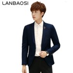 LANBAOSI Men Dress Suits 2020 New Slim Fit Blazer Jacket Mens One Button Single-breasted Suit Jackets Men Cotton Outwear Coat
