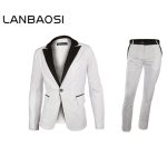 (Jackets+Pants) 2020 New Men Suits Slim Custom Fit Tuxedo Brand Fashion White Business Dress Wedding Suits Blazer Free Shipping