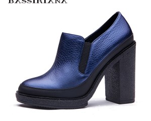 BASSIRIANA Women's Pumps New 2020 Women's Spring Shoes High Heels  Thick Heel Platform Shoes Black Blue High-Heeled Shoes
