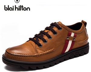 Blaibilton Vintage Classic 100% Genuine Leather Luxury Oxfords Men Shoes Fashion Stripe Mens Shoes Casual Designer Brown 4177