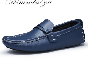 BIMUDUIYU Brand New Men Flats Soft  Bottom Leather Comfy Driving Shoes Handmade Summer Slip On Causal Shoes For Man Size 38-47