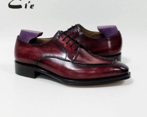 cie square toe custom handmade 100%genuine calf leather men's dress/classic patina red brown derby leather men flat shoe D-02-18