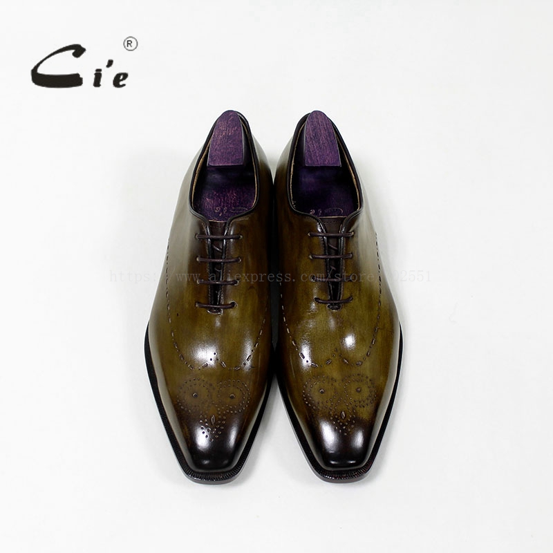 cie square toe whole cut medallion lace-up oxford 100%genuine calf leather men shoe bespoke leather shoe handmade flats OX-00-08 - Image 4