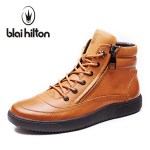 Blaibilton New Autumn Winter 100% Luxury Genuine Cow Leather fashion Western Boots Men Shoes Warm Fur Mens Ankle Boot Motorcycle
