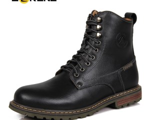 SERENE Brand Winter Mens Boots Fur Warm Cow Leather Boots British Retro Winter Tooling Boots Mens Shoes Lace Up Army Boots 3123