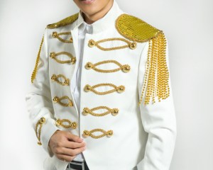 (Jacket + Pants) European Gold Embroidery Royal Court Prince White Mens Groom Luxury Wedding Dress Suits Customized Made