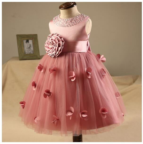 Baby Girls Pageant Formal Dresses 2020 Flowers Big Bow Bead Infant Girls Princess Tutu Dress Gauze Kids Birthday Wedding Dresses - Image 6