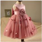 Baby Girls Pageant Formal Dresses 2020 Flowers Big Bow Bead Infant Girls Princess Tutu Dress Gauze Kids Birthday Wedding Dresses