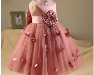 Baby Girls Pageant Formal Dresses 2020 Flowers Big Bow Bead Infant Girls Princess Tutu Dress Gauze Kids Birthday Wedding Dresses