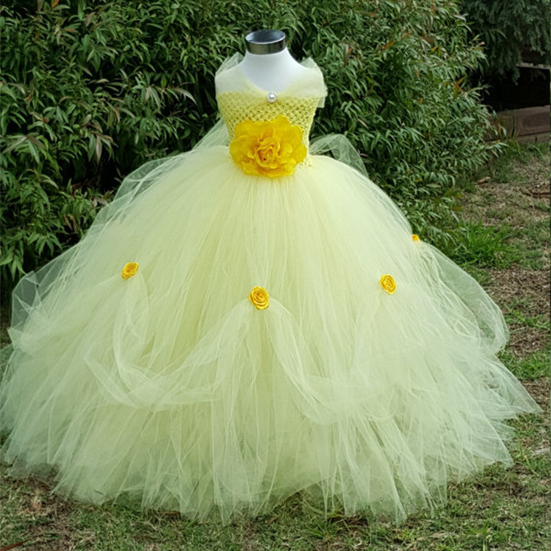 Belle Princess Tutu Dress Baby Kids Fancy Party Christmas Halloween Costumes Beauty Beast Cosplay Dress Flowers Girls Ball Gown - Image 4