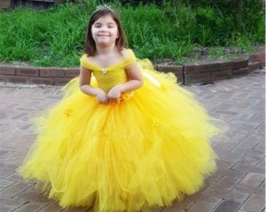 Belle Princess Tutu Dress Baby Kids Fancy Party Christmas Halloween Costumes Beauty Beast Cosplay Dress Flowers Girls Ball Gown