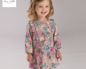 DB3667 dave bella autumn fall baby girl flower printed dress baby printed dress kids birthday clothes dress girls costumes