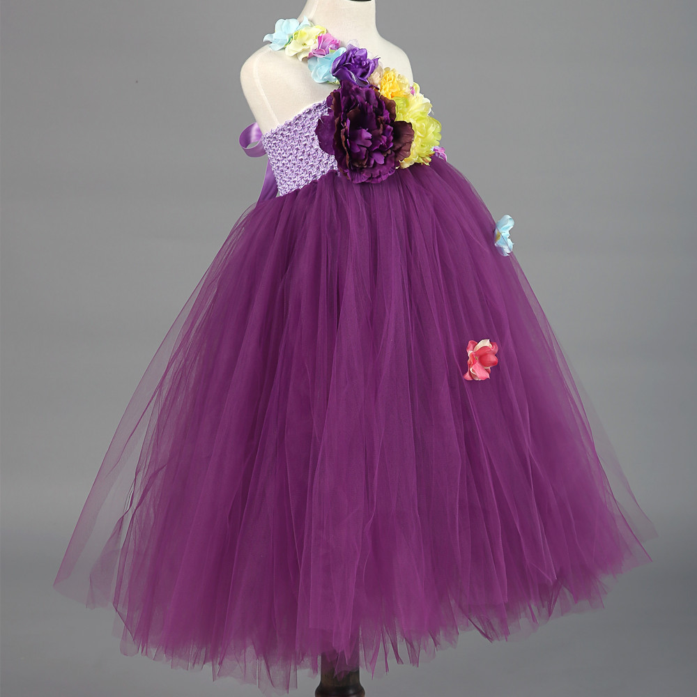 Girls Flower Fairy Tutu Dress Princess Kids Festival Birthday Party Wedding Bridesmaid Tulle Flower Girl Dresses Ball Gown 2-14Y - Image 4