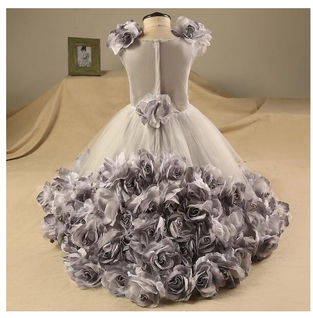 Baby Girls Pageant Formal Dresses 2020 Flowers Gown Infant Girls Princess Tutu Dress Gauze Kids Birthday Wedding Long Dresses - Image 7