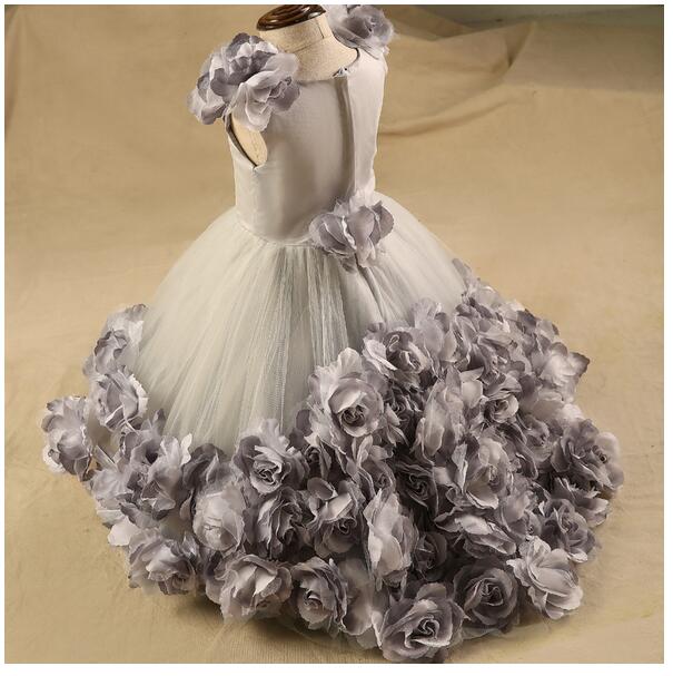 Baby Girls Pageant Formal Dresses 2020 Flowers Gown Infant Girls Princess Tutu Dress Gauze Kids Birthday Wedding Long Dresses - Image 6